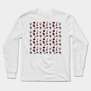 Mad Hatter Red Pattern Long Sleeve T-Shirt